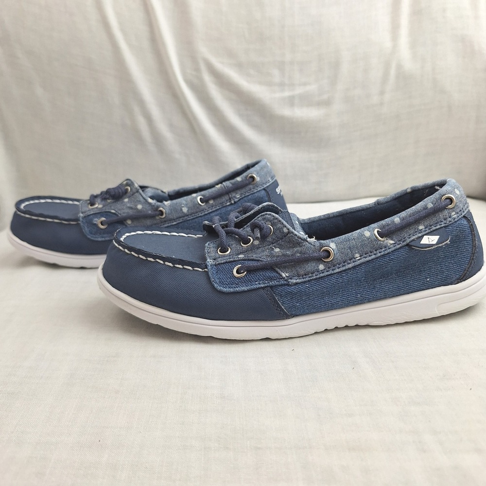 Y2K Cottagecore Sperry Blue 4M Boat Shoes Shoresider 3 Eye Kids SCK159837 Youth